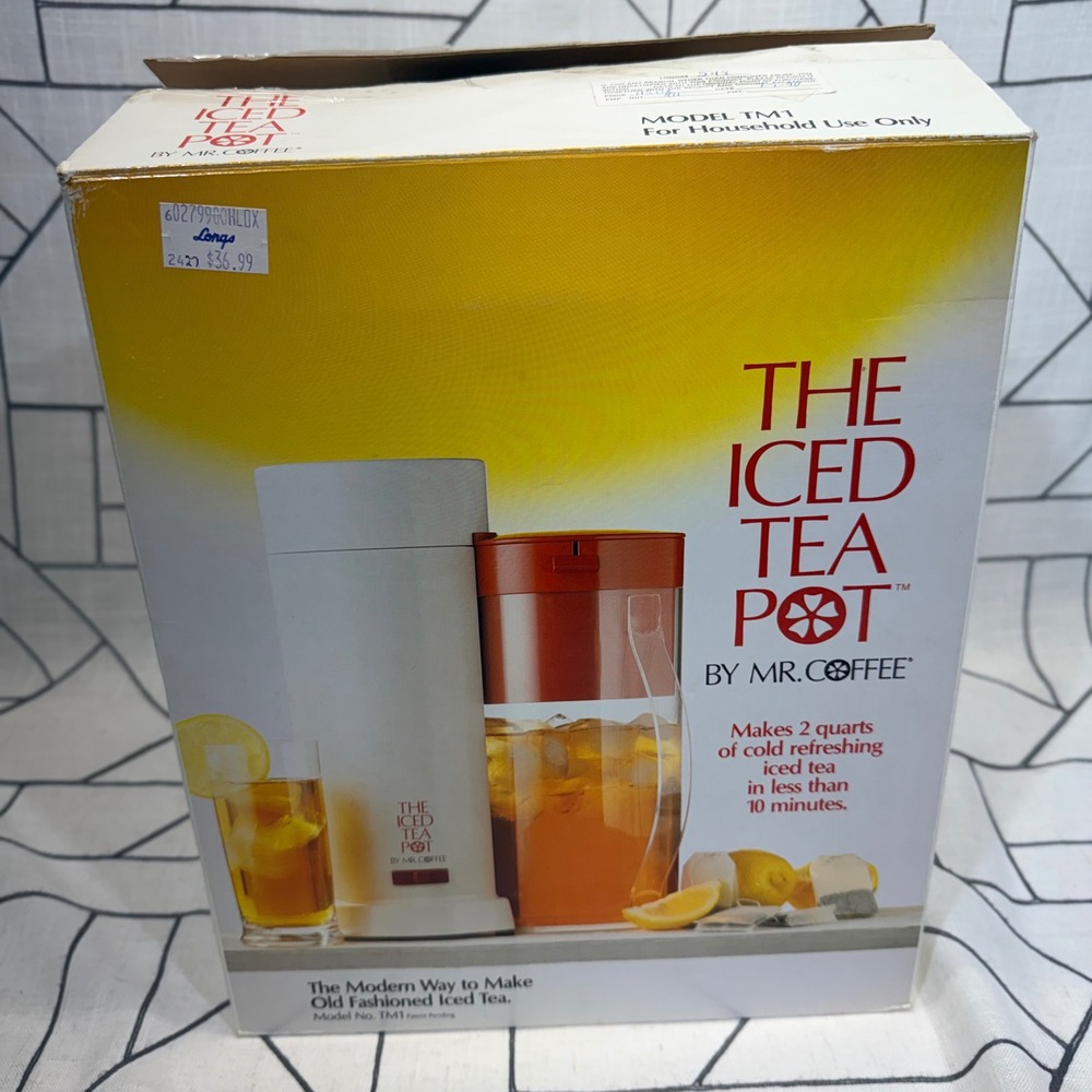 Mr. Coffee Iced Tea Pot 2 Quart White Vintage Model TM1 Automatic Brewer
